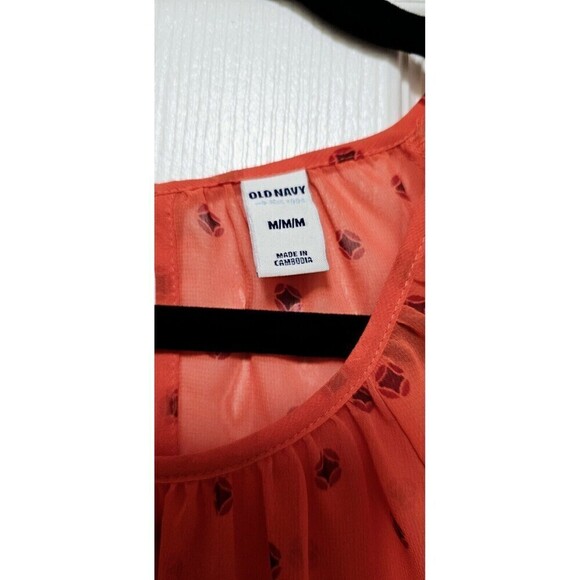OLD NAVY Sheer Orange Long Sleeve Pullover Women Shirt (M) - Picture 2 of 5